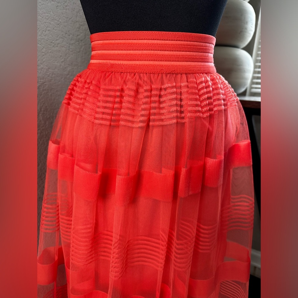 Elegant Red Sheer Midi Skirt - Picture 2 of 2